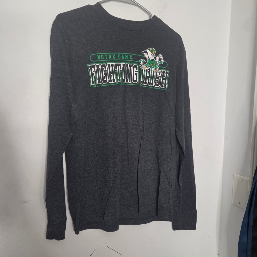 Champion Notre Dame Fighting Irish Long Sleeve Shirt Mens Medium Charcoal Gray